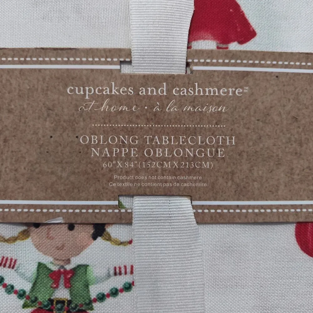 New Cupcakes and Cashmere Elf Christmas Tablecloth 60